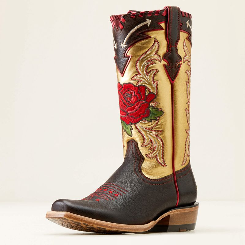 Ariat Futurity Rodeo Quincy Western Boot Toffee Crunch/Range Riding Ruby Femme | FFJ-42901922