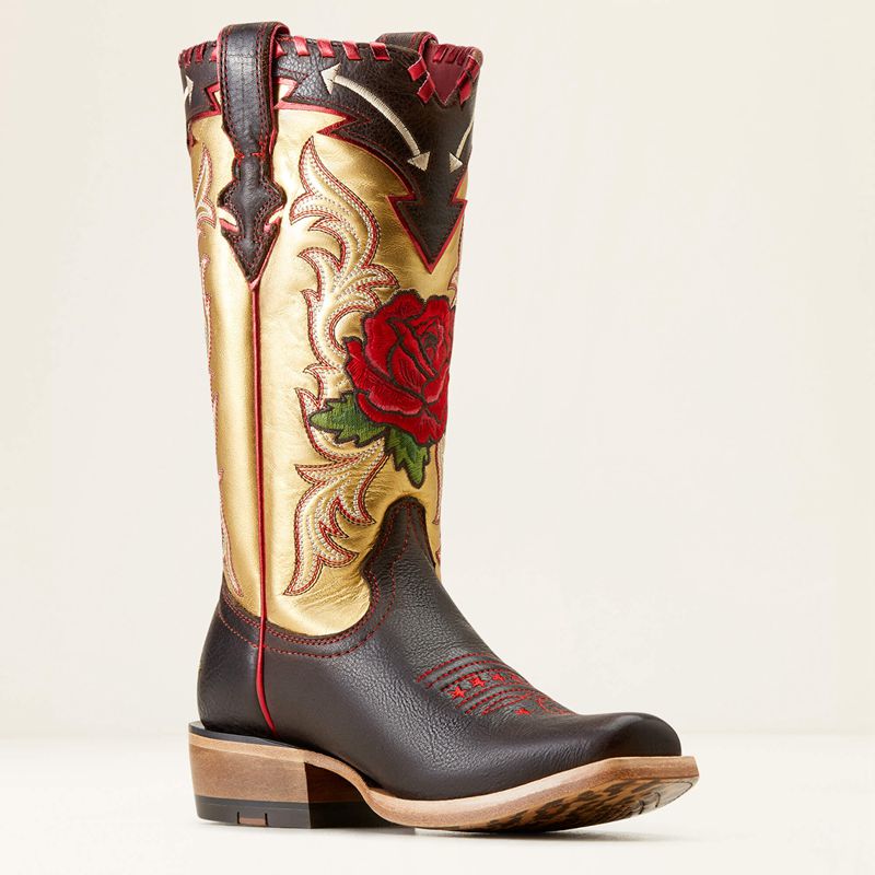 Ariat Futurity Rodeo Quincy Western Boot Toffee Crunch/Range Riding Ruby Femme | FFJ-42901922