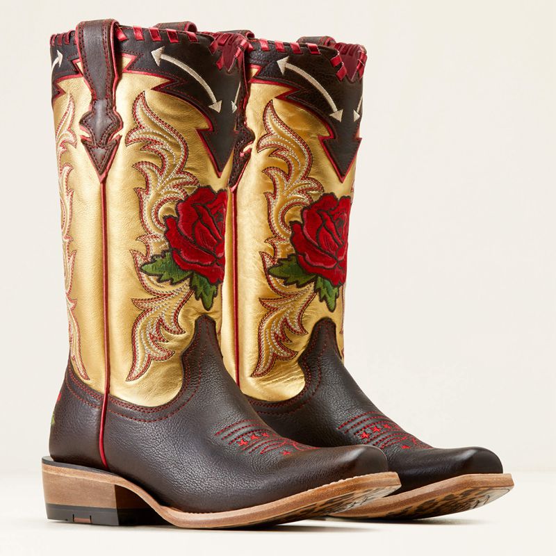 Ariat Futurity Rodeo Quincy Western Boot Toffee Crunch/Range Riding Ruby Femme | FFJ-42901922