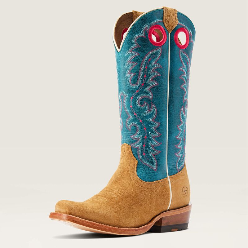 Ariat Futurity Boon Western Boot Buckskin Roughout Femme | YMT-41202680