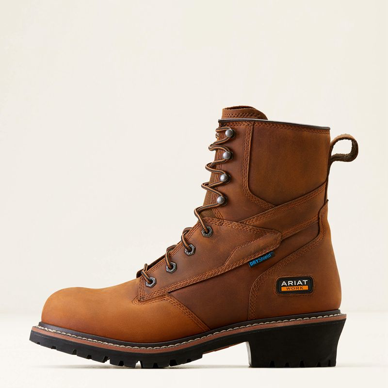 Ariat Logger Shock Shield Waterproof Work Boot Cuivre Marron Homme | TXV-45598021