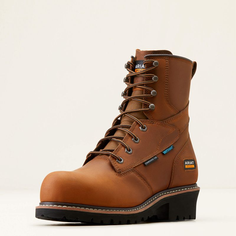 Ariat Logger Shock Shield Waterproof Composite Toe Work Boot Cuivre Marron Homme | ICB-61137202