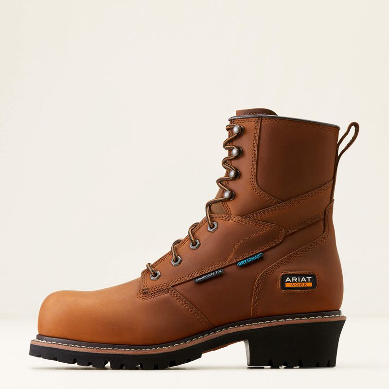 Ariat Logger Shock Shield Waterproof Composite Toe Work Boot Cuivre Marron Homme | ICB-61137202