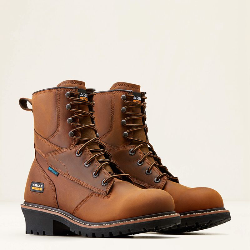 Ariat Logger Shock Shield Waterproof Work Boot Cuivre Marron Homme | TXV-45598021