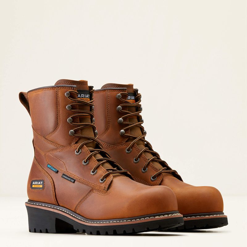 Ariat Logger Shock Shield Waterproof Composite Toe Work Boot Cuivre Marron Homme | ICB-61137202