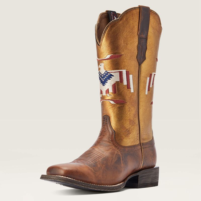 Ariat Frontier Thunderbird Chimayo Western Boot Fiery Tan Femme | FZP-64153747