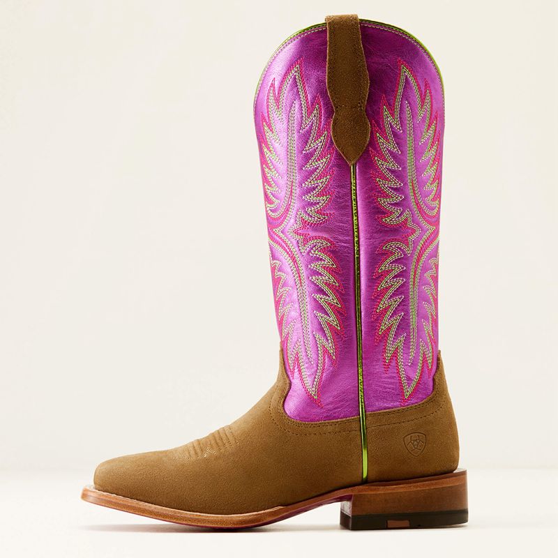 Ariat Frontier Calamity Jane Western Boot Dijon Roughout/Electric Raspberry Femme | UKW-16872686