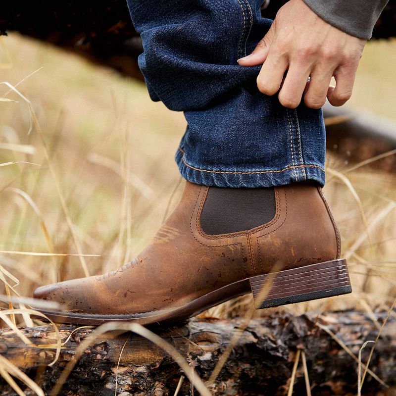 Ariat Booker Ultra Square Toe Western Boot Oily Distressed Tan Homme | FKA-80209856