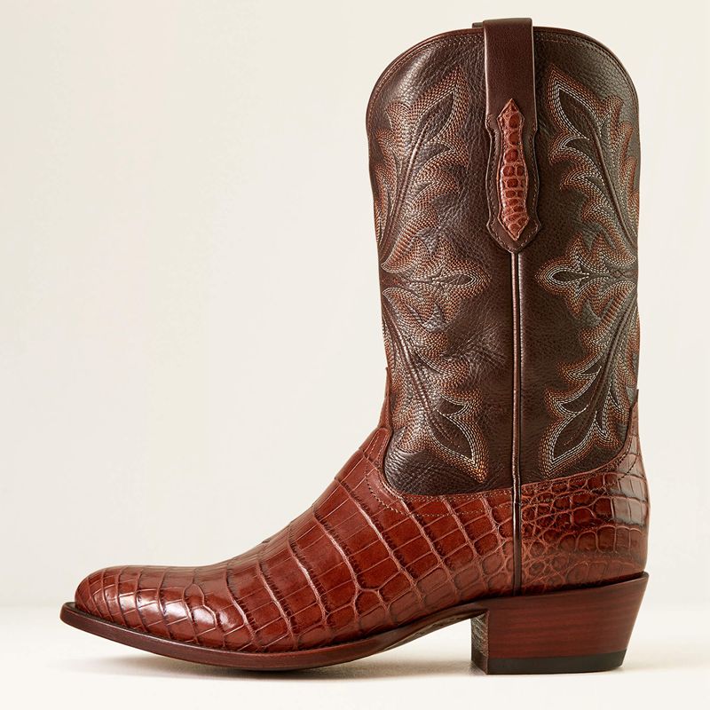 Ariat Bench Made James Western Boot Whiskey Nile Croc/Rustic Tobacco Homme | IHA-24242010