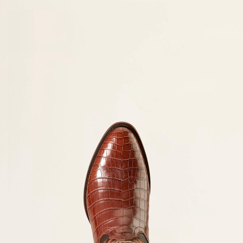 Ariat Bench Made James Western Boot Whiskey Nile Croc/Rustic Tobacco Homme | IHA-24242010