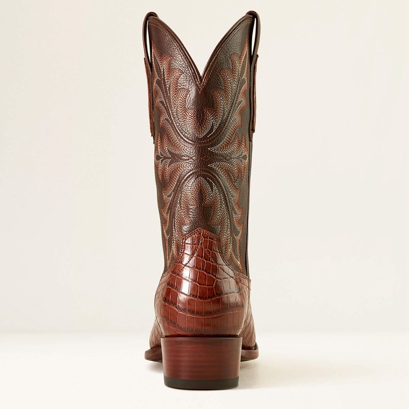 Ariat Bench Made James Western Boot Whiskey Nile Croc/Rustic Tobacco Homme | IHA-24242010