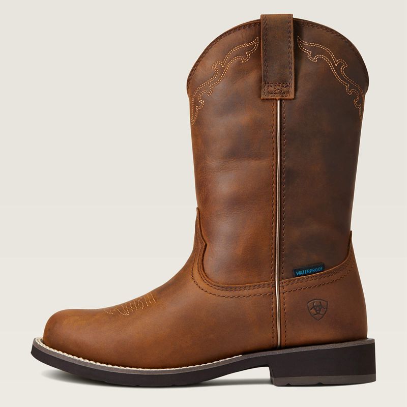 Ariat Delilah Round Toe Waterproof Western Boot Marron Femme | VRA-28455612