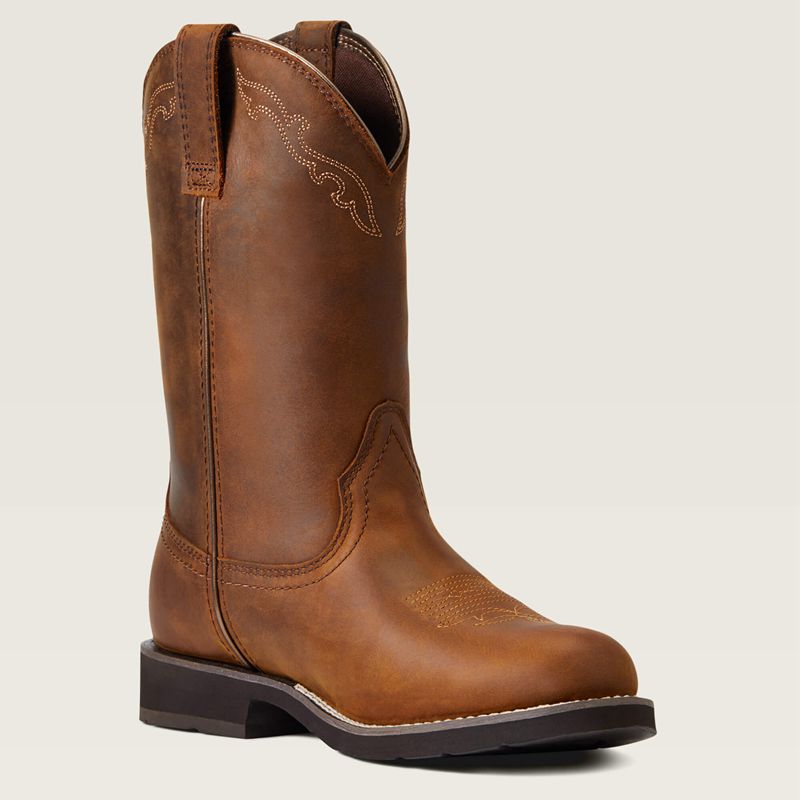 Ariat Delilah Round Toe Waterproof Western Boot Marron Femme | VRA-28455612