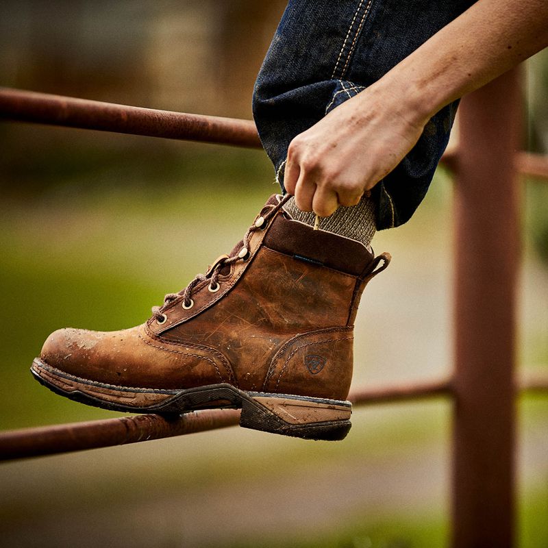 Ariat Anthem Round Toe Lacer Waterproof Boot Marron Femme | PSH-81599368