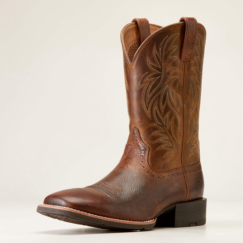 Ariat Sport Wide Square Toe Cowboy Boot Marron Homme | EYR-04369125