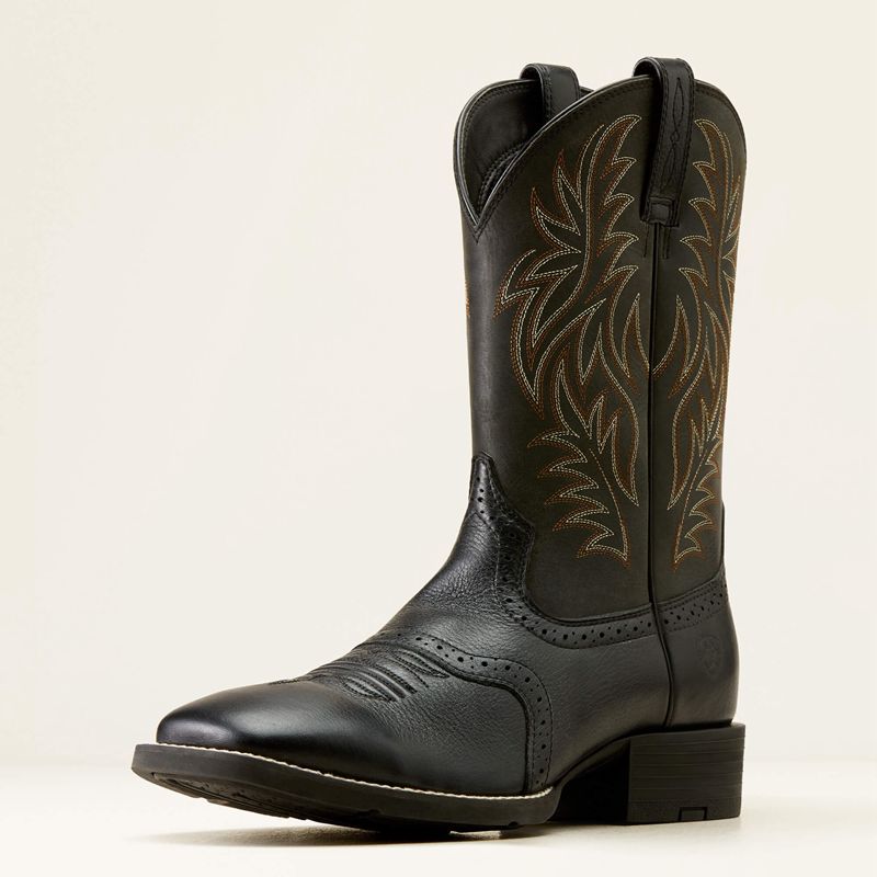 Ariat Sport Wide Square Toe Cowboy Boot Noir Homme | QZD-42761097