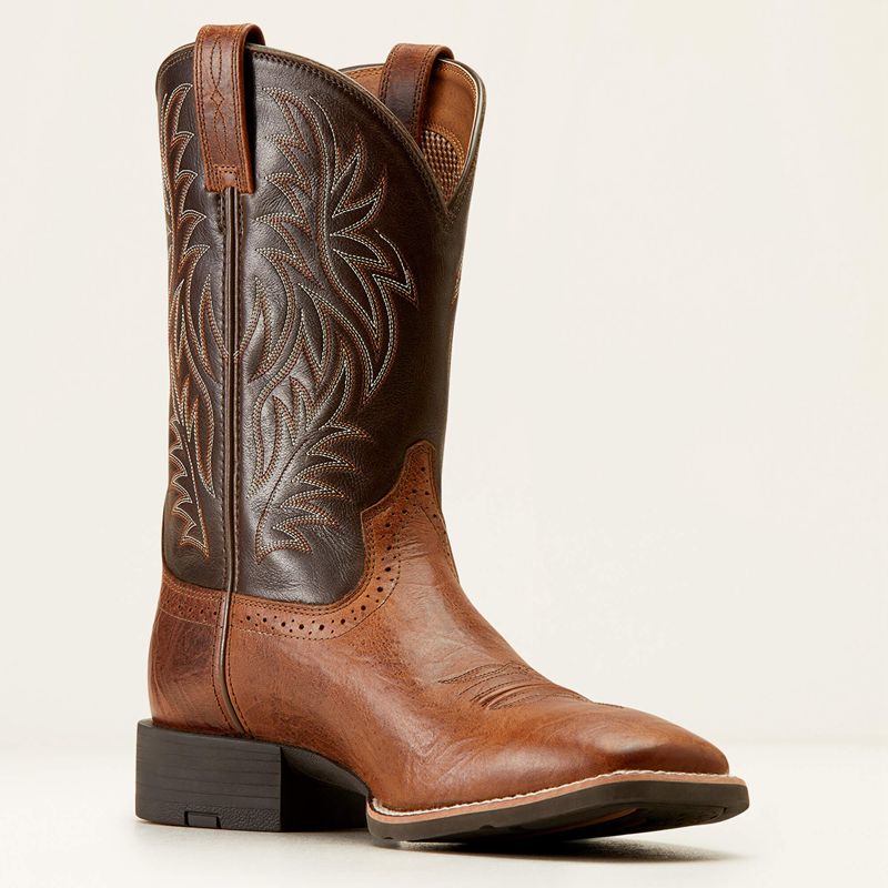 Ariat Sport Wide Square Toe Cowboy Boot Marron Homme | WFJ-89609077