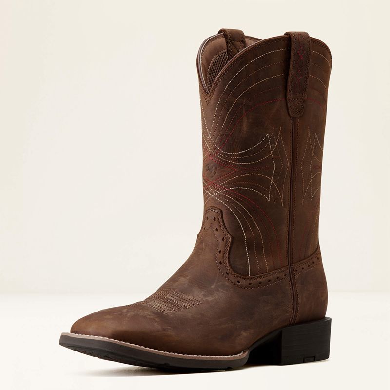 Ariat Sport Wide Square Toe Cowboy Boot Marron Homme | FUV-77823760