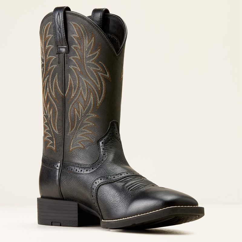 Ariat Sport Wide Square Toe Cowboy Boot Noir Homme | QZD-42761097