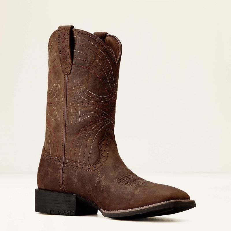 Ariat Sport Wide Square Toe Cowboy Boot Marron Homme | FUV-77823760