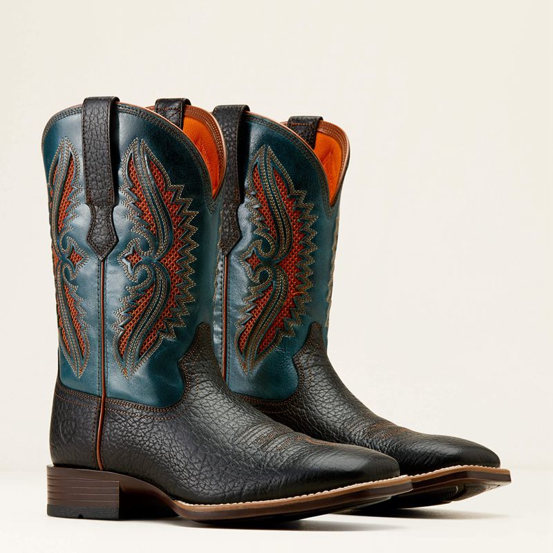 Ariat Rowder Venttek 360° Cowboy Boot Black/Dark Teal Homme | RFR-90200916