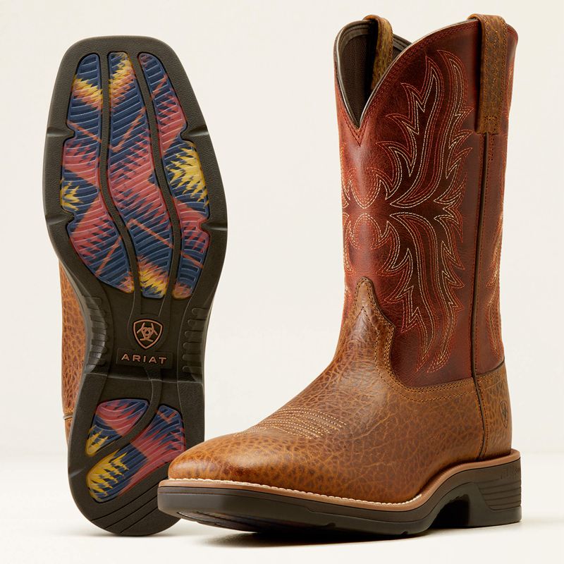 Ariat Ridgeback Cowboy Boot Tan Bull Emboss/Orange Rust Homme | RKY-06617810