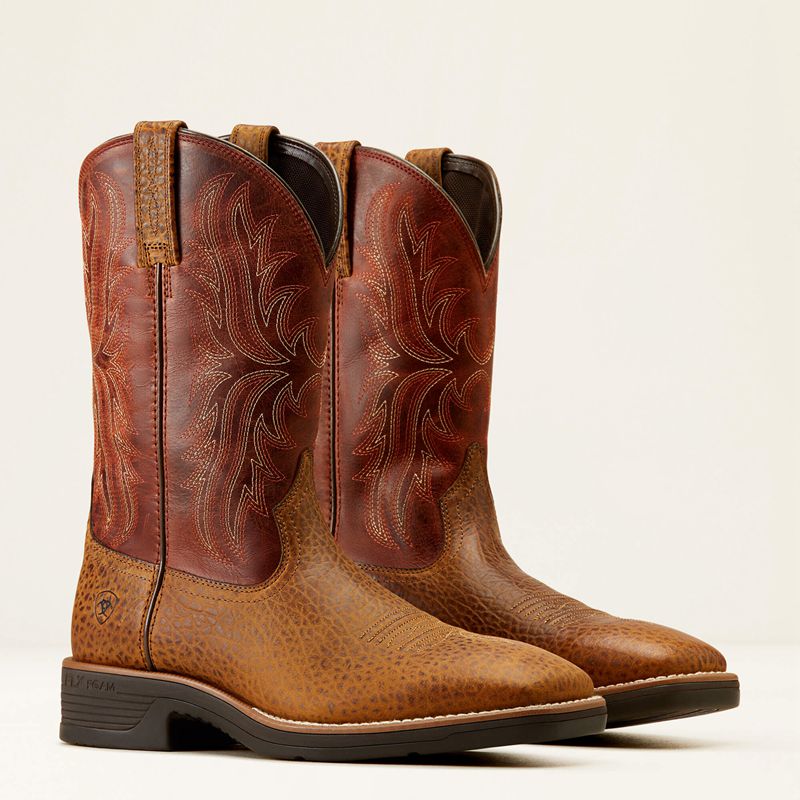 Ariat Ridgeback Cowboy Boot Tan Bull Emboss/Orange Rust Homme | RKY-06617810