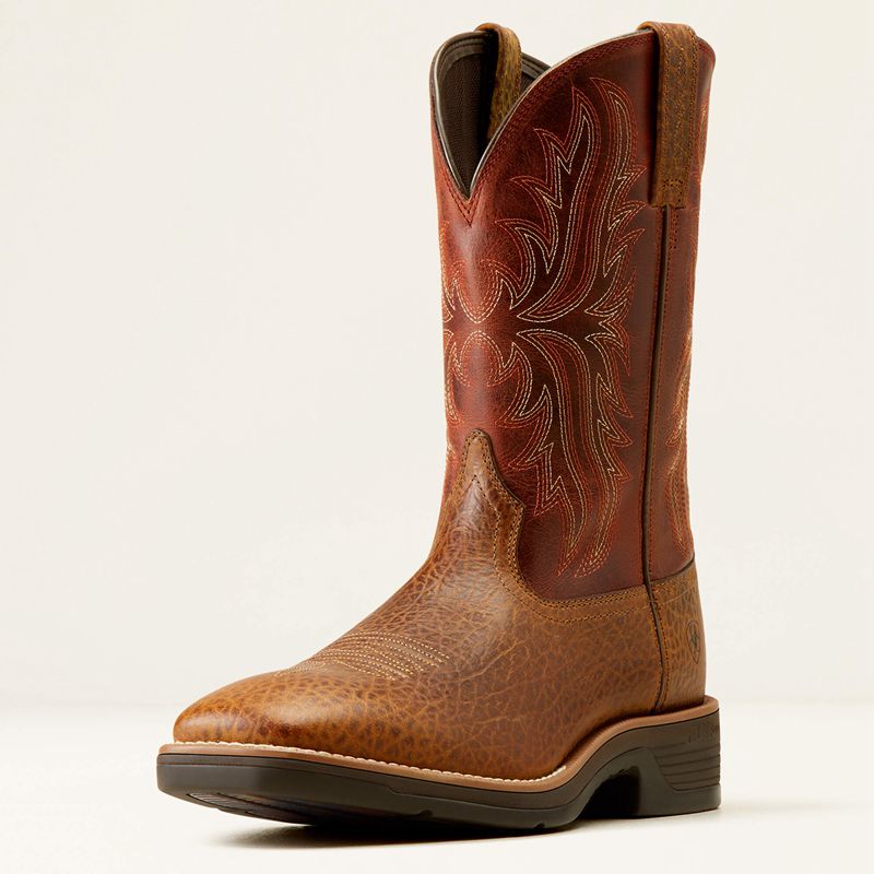 Ariat Ridgeback Cowboy Boot Tan Bull Emboss/Orange Rust Homme | RKY-06617810