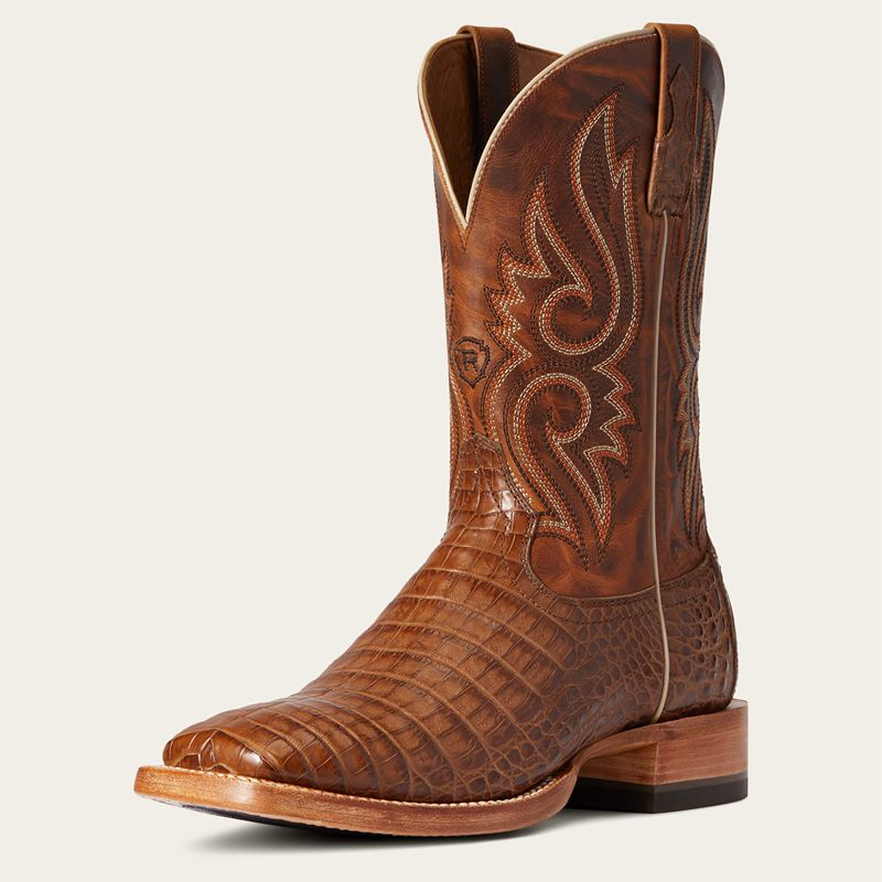 Ariat Relentless Denton Western Boot Natural Caiman Belly Homme | MJM-51212117