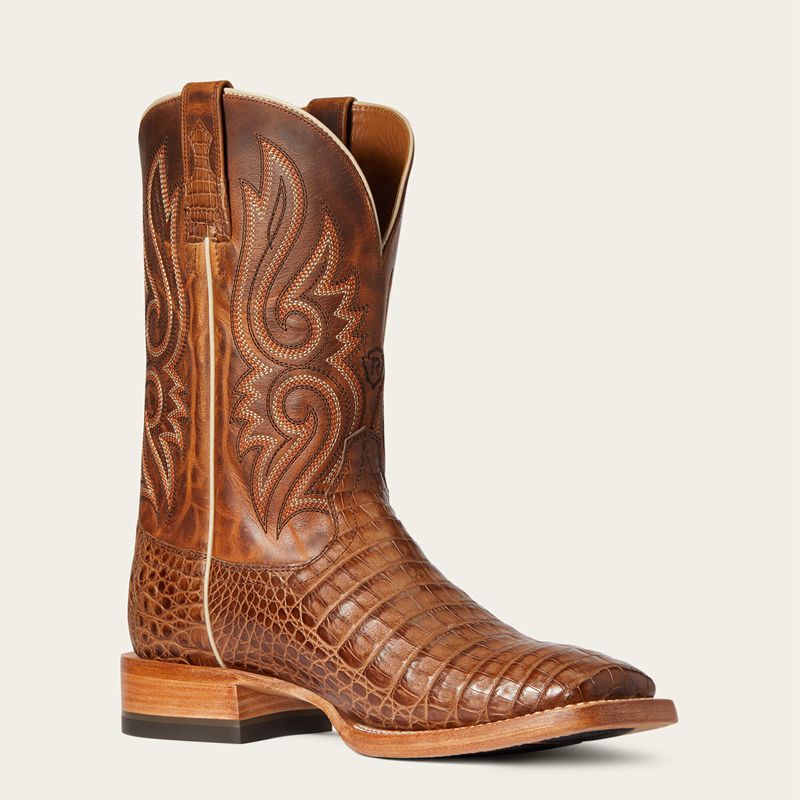 Ariat Relentless Denton Western Boot Natural Caiman Belly Homme | MJM-51212117