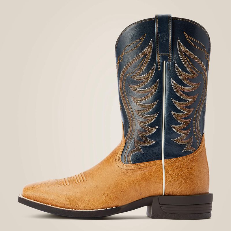 Ariat Reckoning Western Boot Antique Saddle Sq Ostrich Homme | OVM-50472582