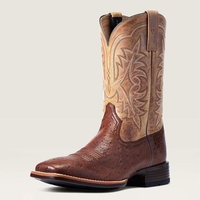 Ariat Night Life Ultra Western Boot Antique Tabac Sq Ostrich Homme | TMT-00104070