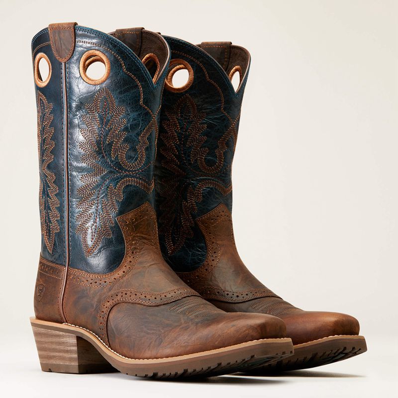 Ariat Hybrid Roughstock Square Toe Cowboy Boot Marron Homme | ERT-22607154