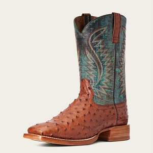 Ariat Gallup Western Boot Brandy Full Quill Ostrich Homme | ISK-21124789