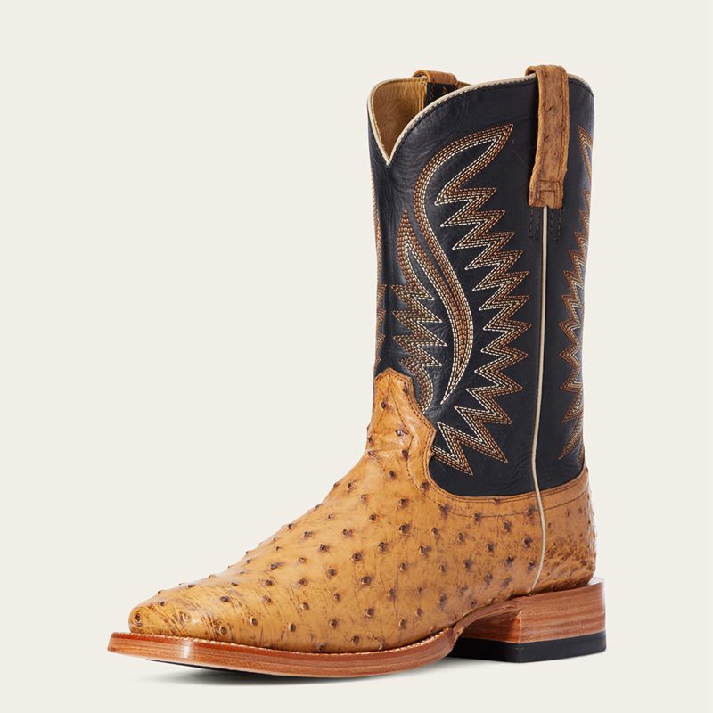 Ariat Gallup Western Boot Tan Full Quill Ostrich Homme | VRA-20690550