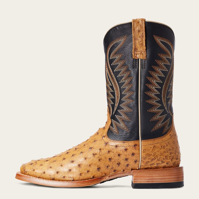 Ariat Gallup Western Boot Tan Full Quill Ostrich Homme | VRA-20690550