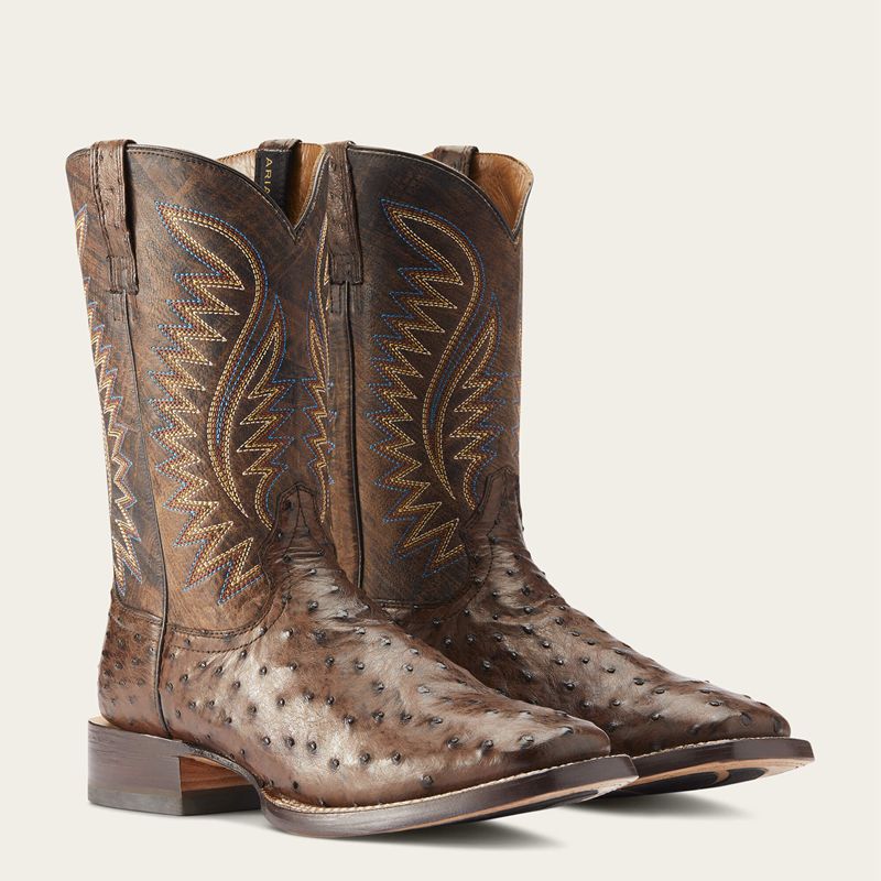 Ariat Gallup Western Boot Mocha Full Quill Ostrich Homme | RHX-60925657