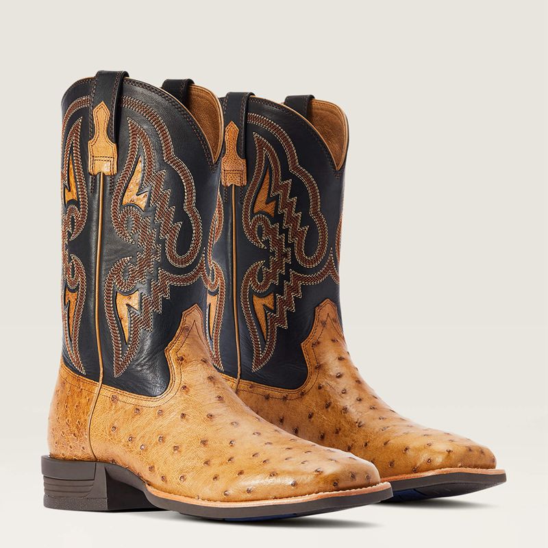 Ariat Dagger Western Boot Antique Saddle Fq Ostrich Homme | CWG-44541011