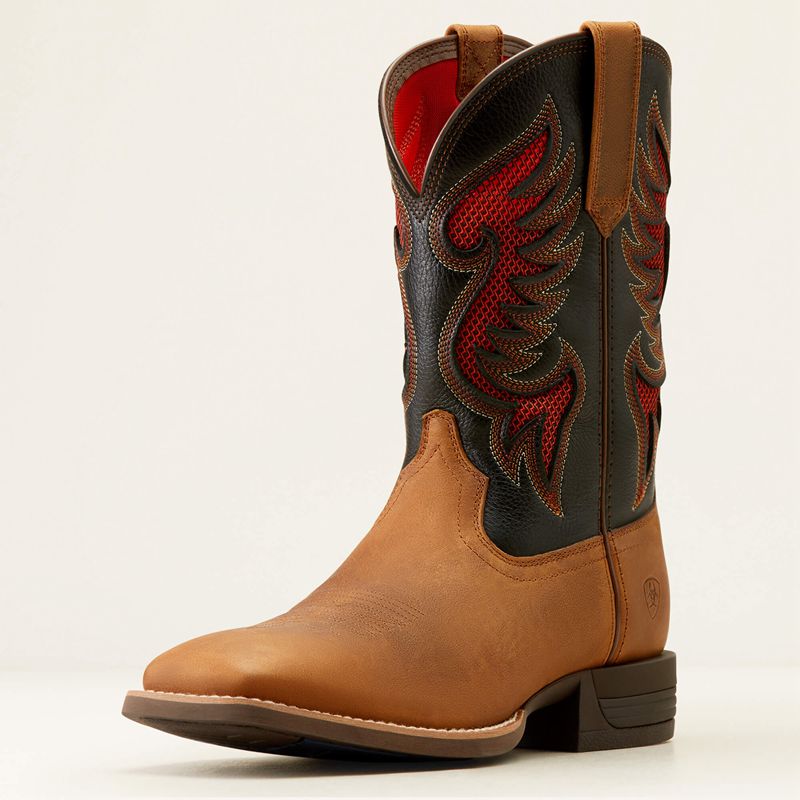 Ariat Cowpuncher Venttek Cowboy Boot Sorrel Crunch/Black Deertan Homme | JVE-52370057