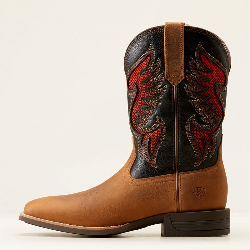 Ariat Cowpuncher Venttek Cowboy Boot Sorrel Crunch/Black Deertan Homme | JVE-52370057