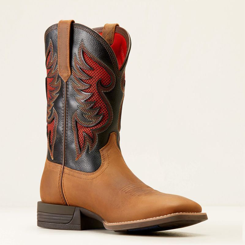 Ariat Cowpuncher Venttek Cowboy Boot Sorrel Crunch/Black Deertan Homme | JVE-52370057