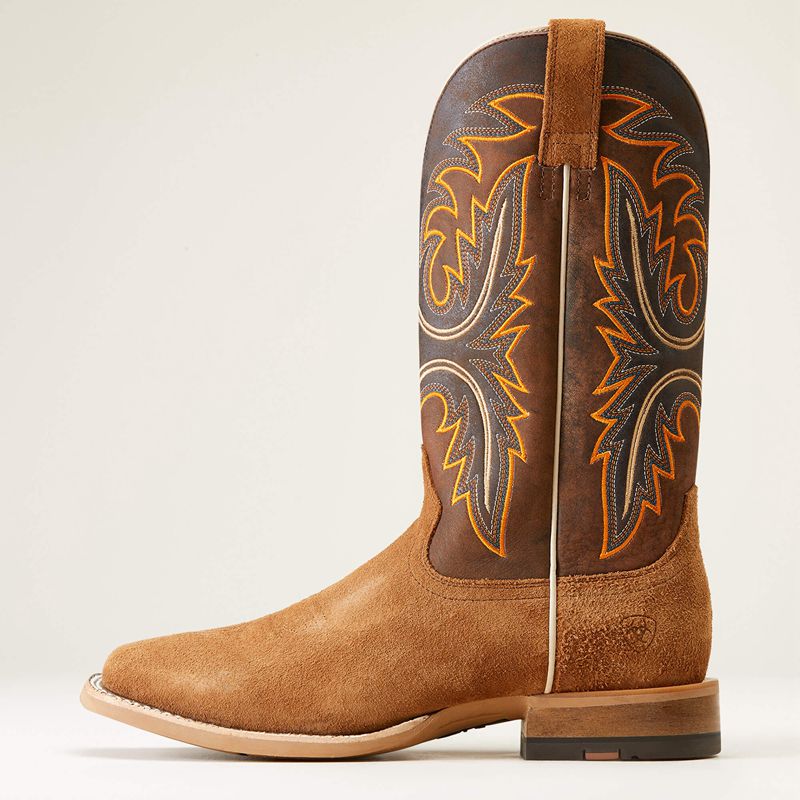 Ariat Brushrider Western Boot Suntan Roughout Homme | AMT-54519496