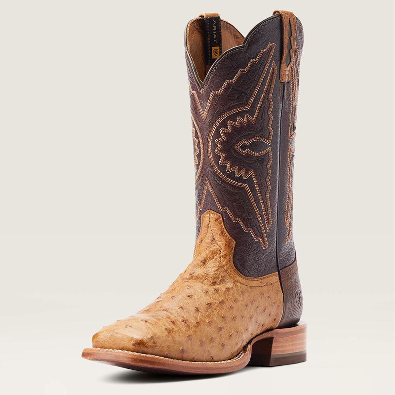 Ariat Broncy Western Boot Antique Saddle Fq Ostrich Homme | RKF-99707618