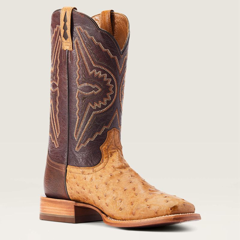 Ariat Broncy Western Boot Antique Saddle Fq Ostrich Homme | RKF-99707618