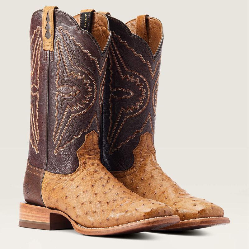 Ariat Broncy Western Boot Antique Saddle Fq Ostrich Homme | RKF-99707618