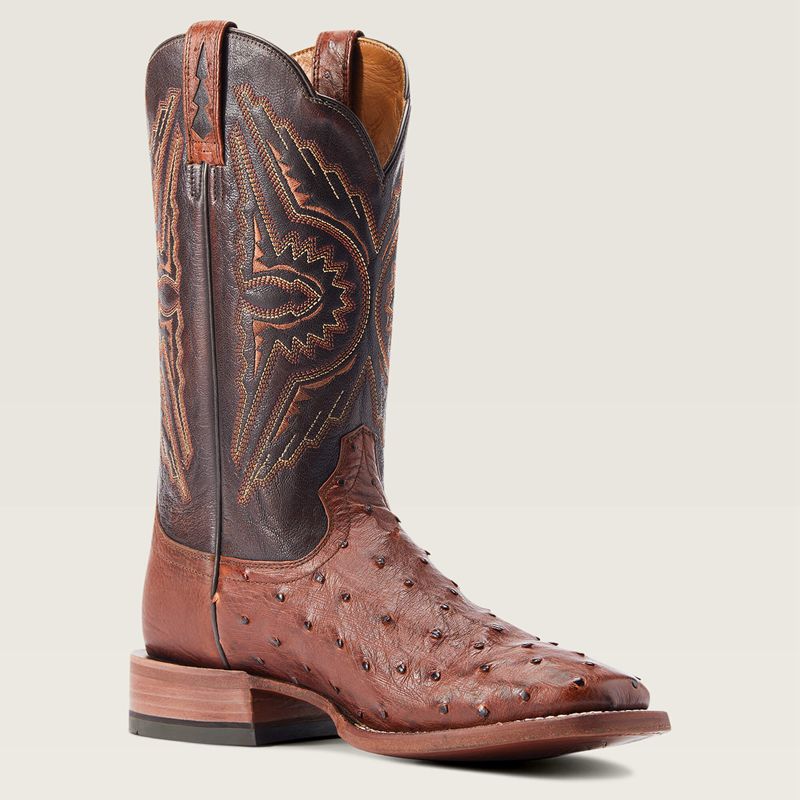 Ariat Broncy Western Boot Cinnamon Full Quill Ostrich Homme | XXF-67883438