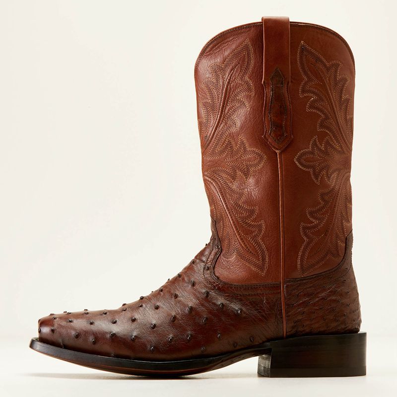 Ariat Bench Made Stilwell Western Boot Bourbon Full Quill Ostrich Homme | XBY-23201681