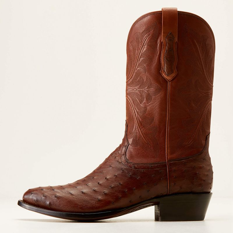 Ariat Bench Made James Western Boot Bourbon Full Quill Ostrich Homme | MSQ-61969465