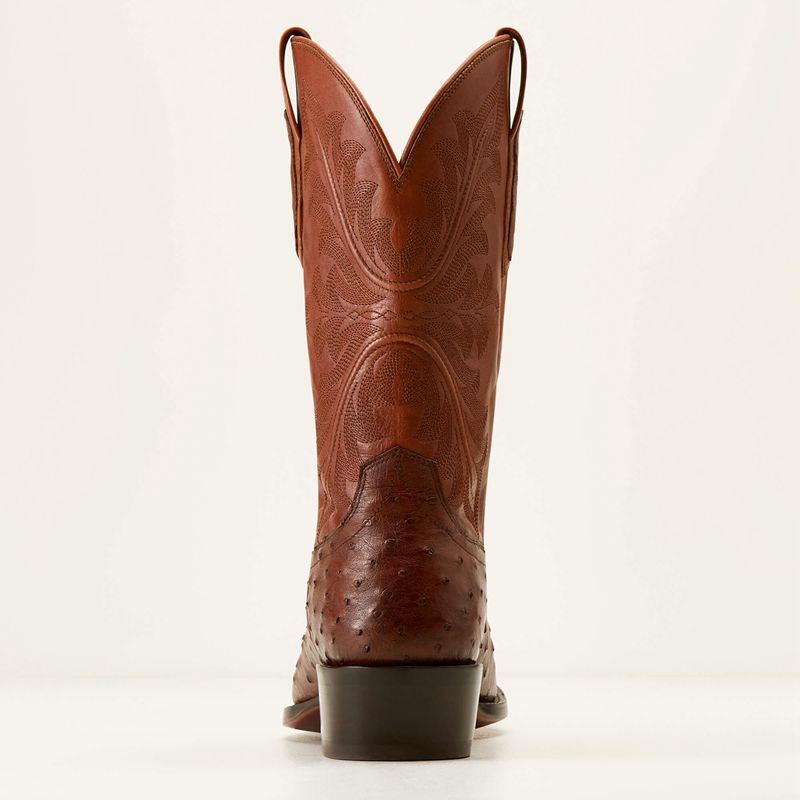 Ariat Bench Made James Western Boot Bourbon Full Quill Ostrich Homme | MSQ-61969465