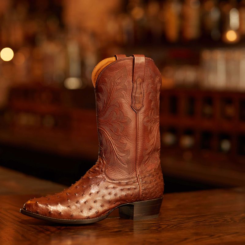 Ariat Bench Made James Western Boot Bourbon Full Quill Ostrich Homme | MSQ-61969465